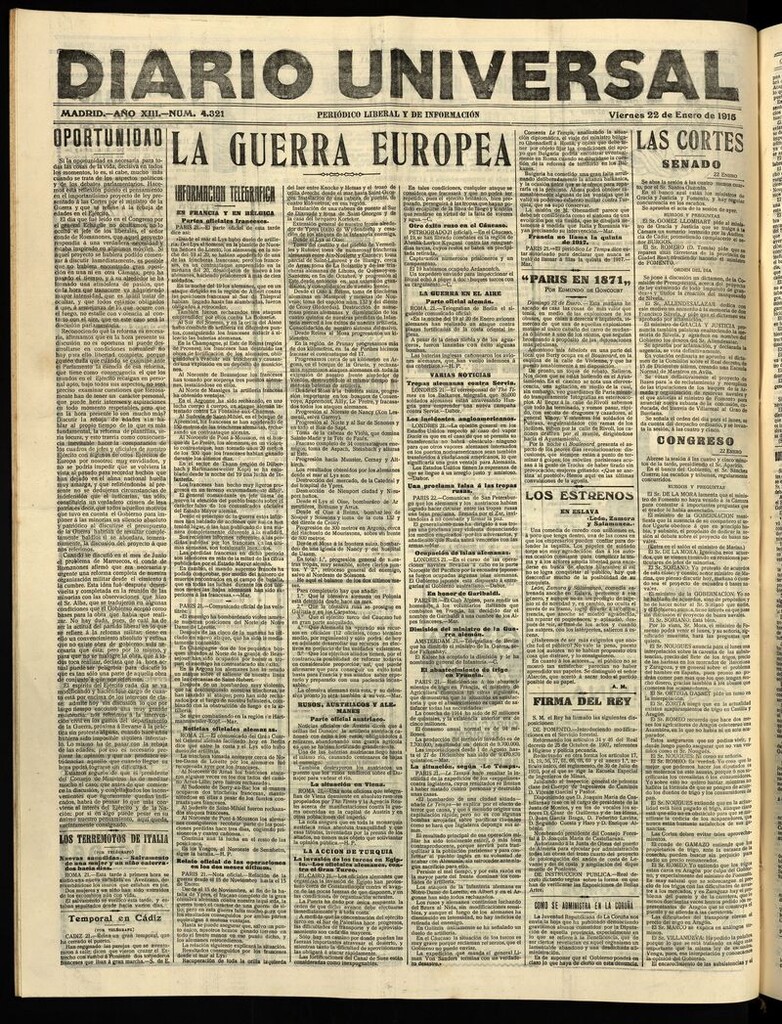 Miniatura de Diario Universal del 22 de enero de 1915