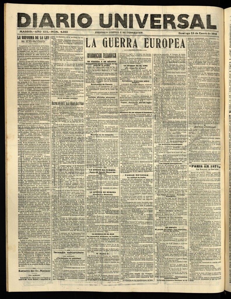 Miniatura de Diario Universal del 24 de enero de 1915