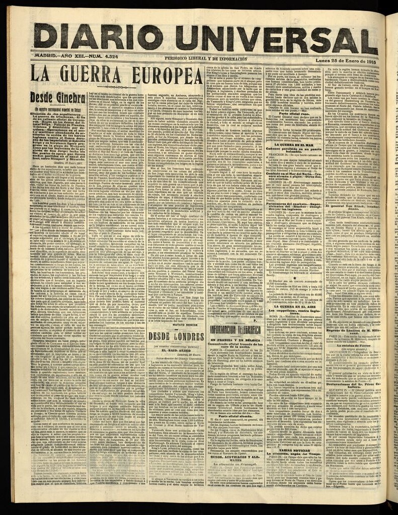 Miniatura de Diario Universal del 25 de enero de 1915