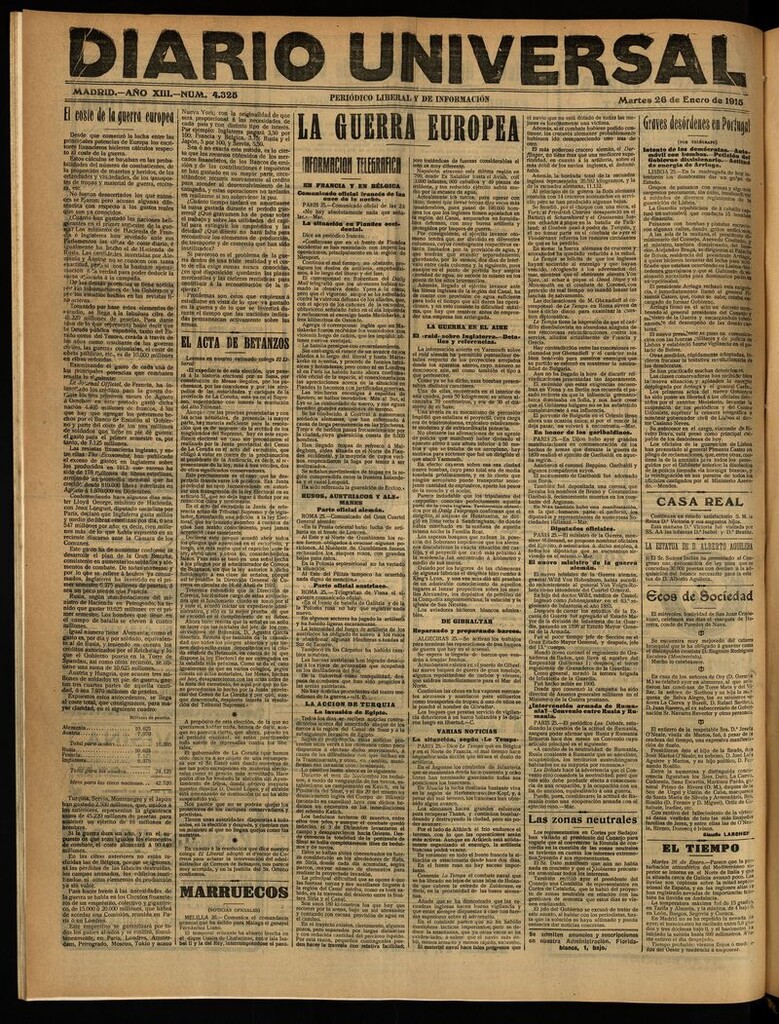 Miniatura de Diario Universal del 26 de enero de 1915