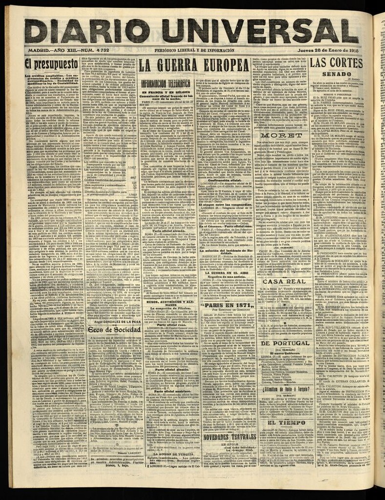 Miniatura de Diario Universal del 28 de enero de 1915