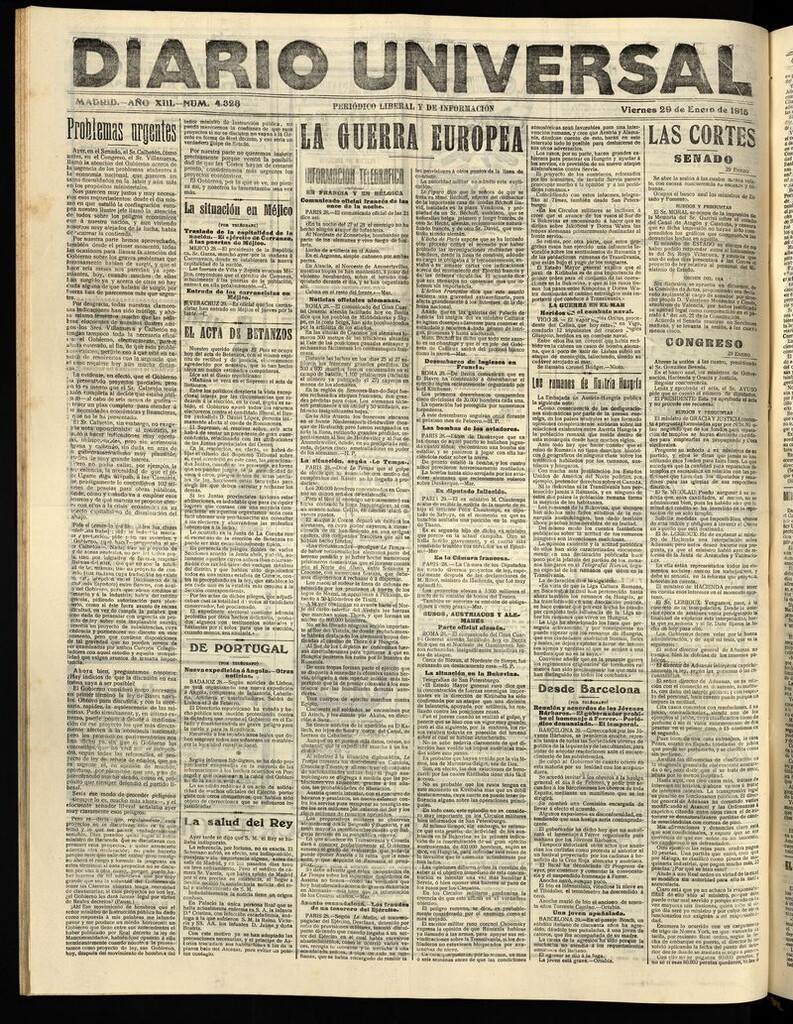 Miniatura de Diario Universal del 29 de enero de 1915
