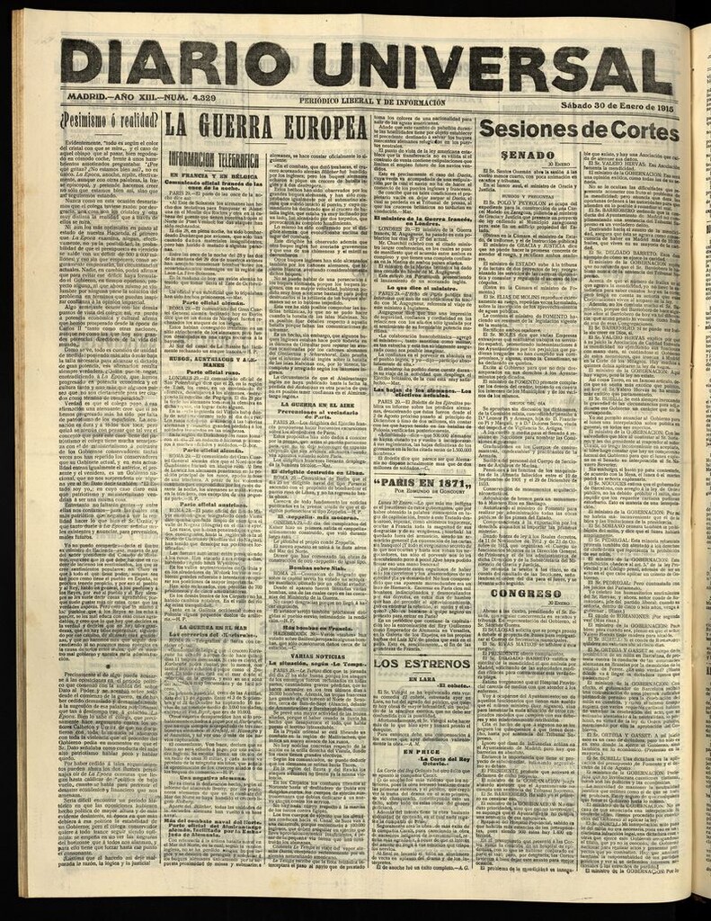 Miniatura de Diario Universal del 30 de enero de 1915