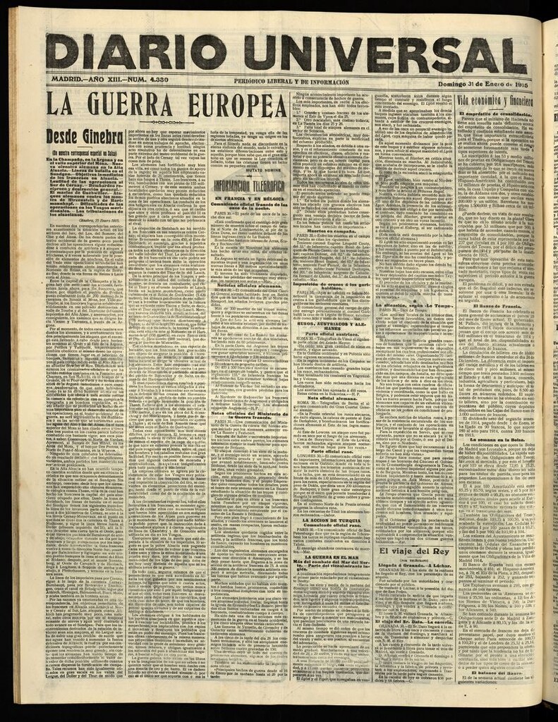 Miniatura de Diario Universal del 31 de enero de 1915