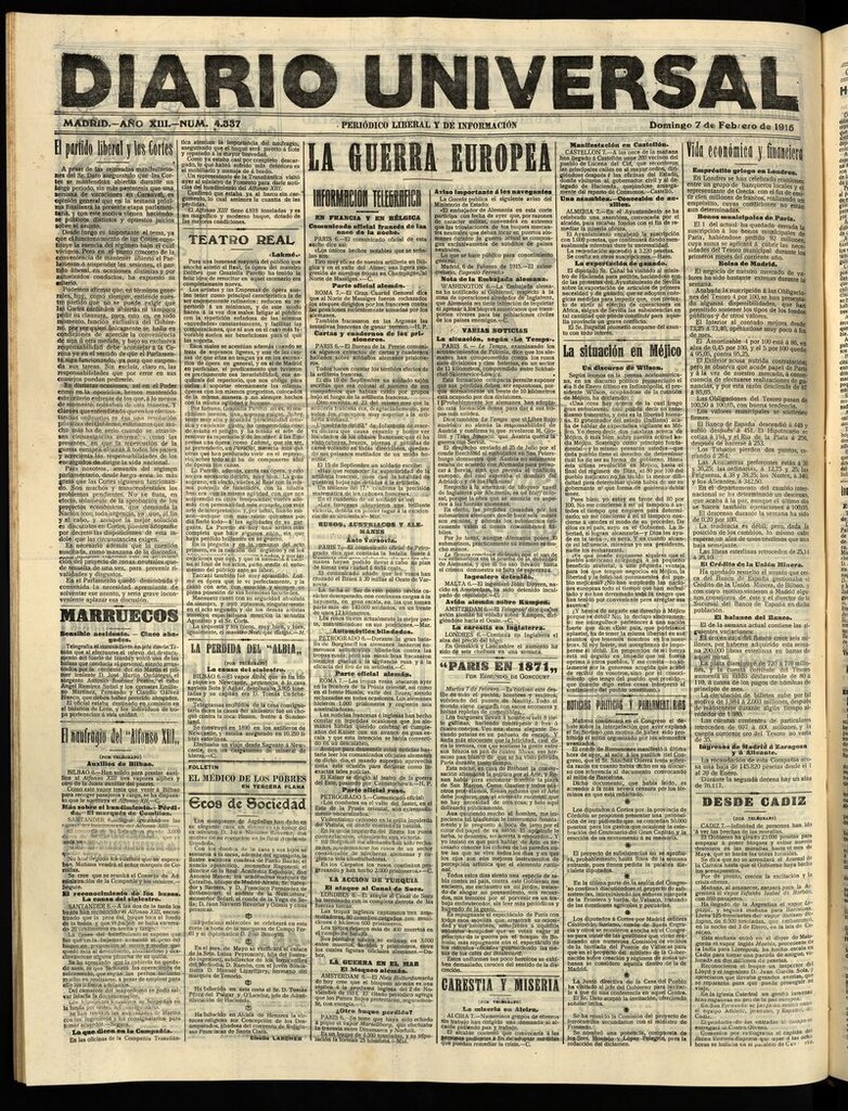 Miniatura de Diario Universal del 7 de febrero de 1915