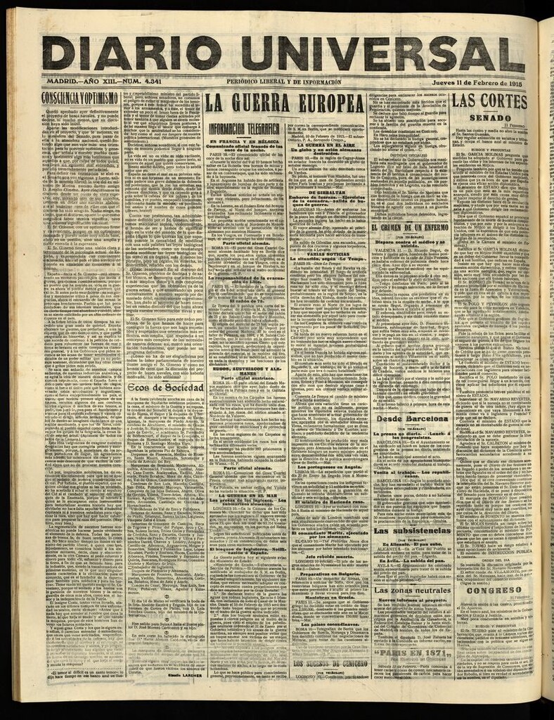 Miniatura de Diario Universal del 11 de febrero de 1915