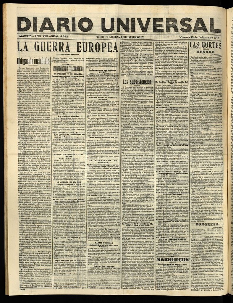 Miniatura de Diario Universal del 12 de febrero de 1915