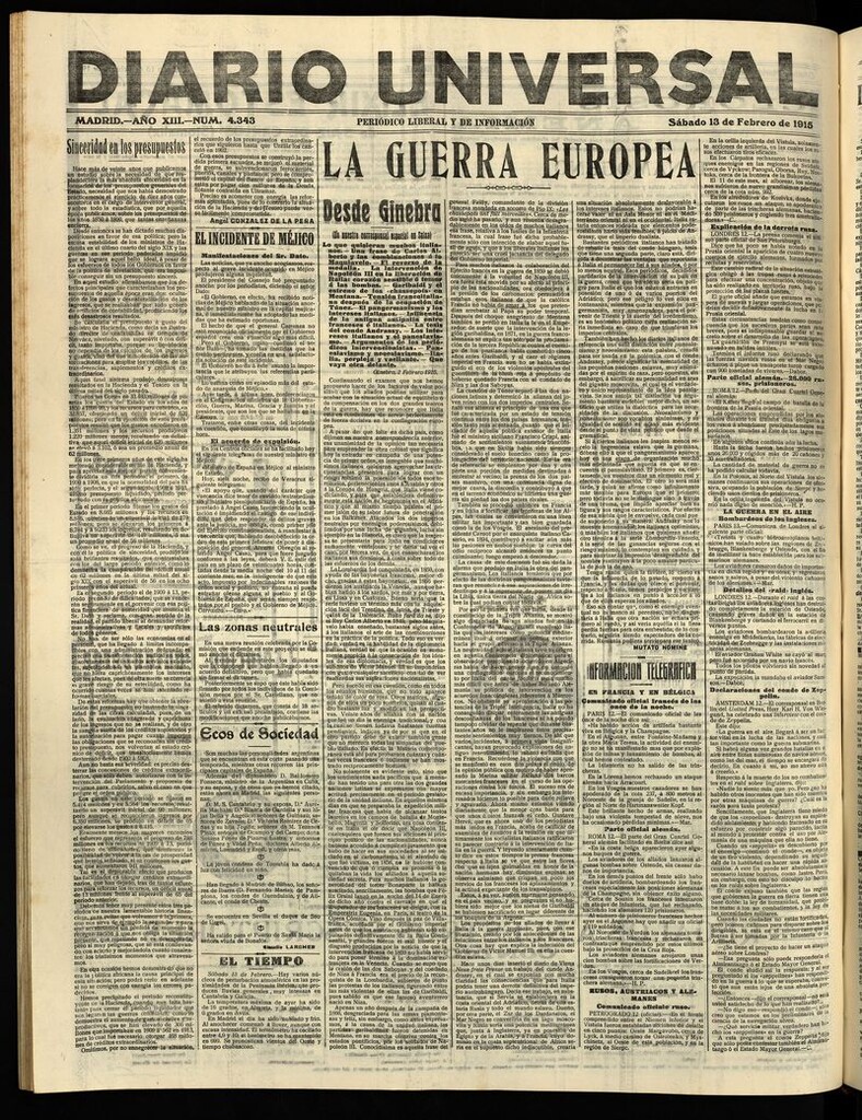 Miniatura de Diario Universal del 13 de febrero de 1915