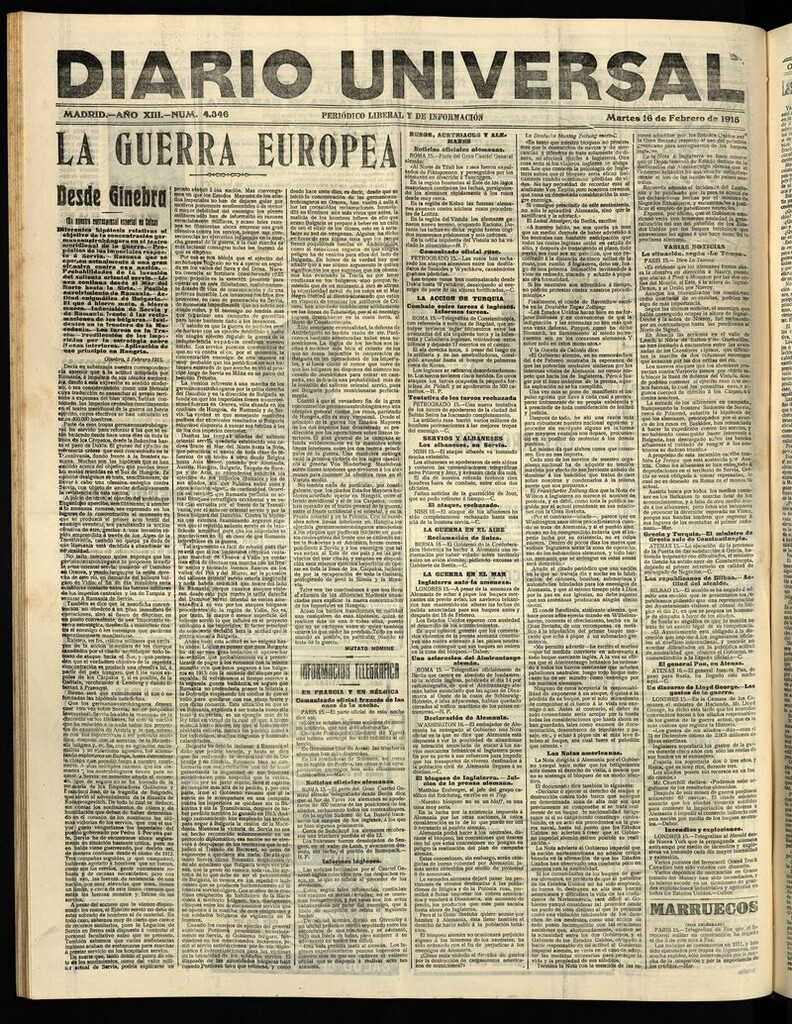Miniatura de Diario Universal del 16 de febrero de 1915