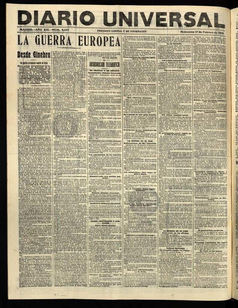 Miniatura de Diario Universal del 17 de febrero de 1915