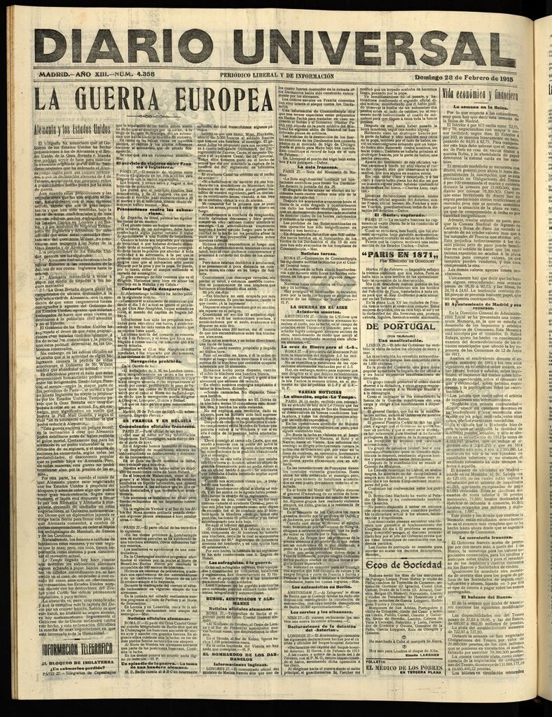 Miniatura de Diario Universal del 28 de febrero de 1915