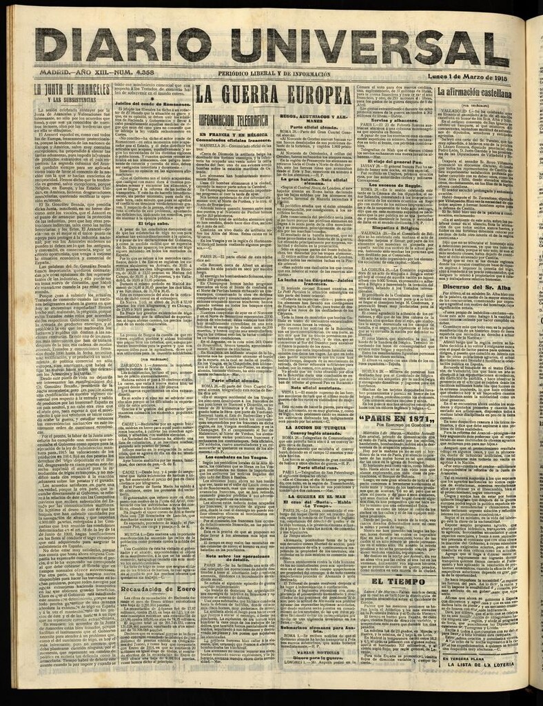 Miniatura de Diario Universal del 1 de marzo de 1915