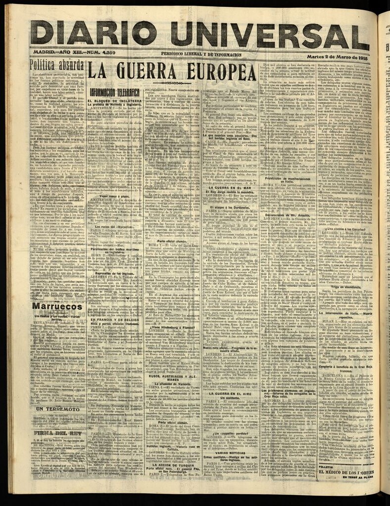 Miniatura de Diario Universal del 2 de marzo de 1915