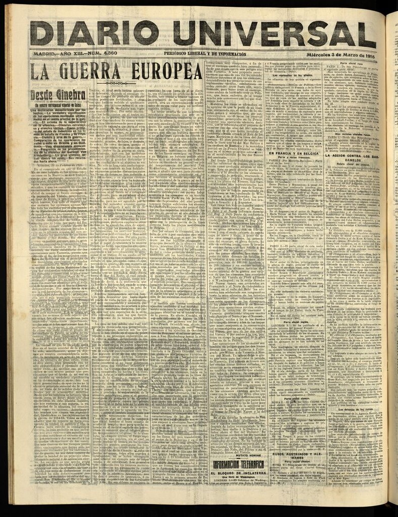 Miniatura de Diario Universal del 3 de marzo de 1915