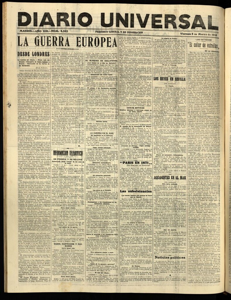 Miniatura de Diario Universal del 5 de marzo de 1915