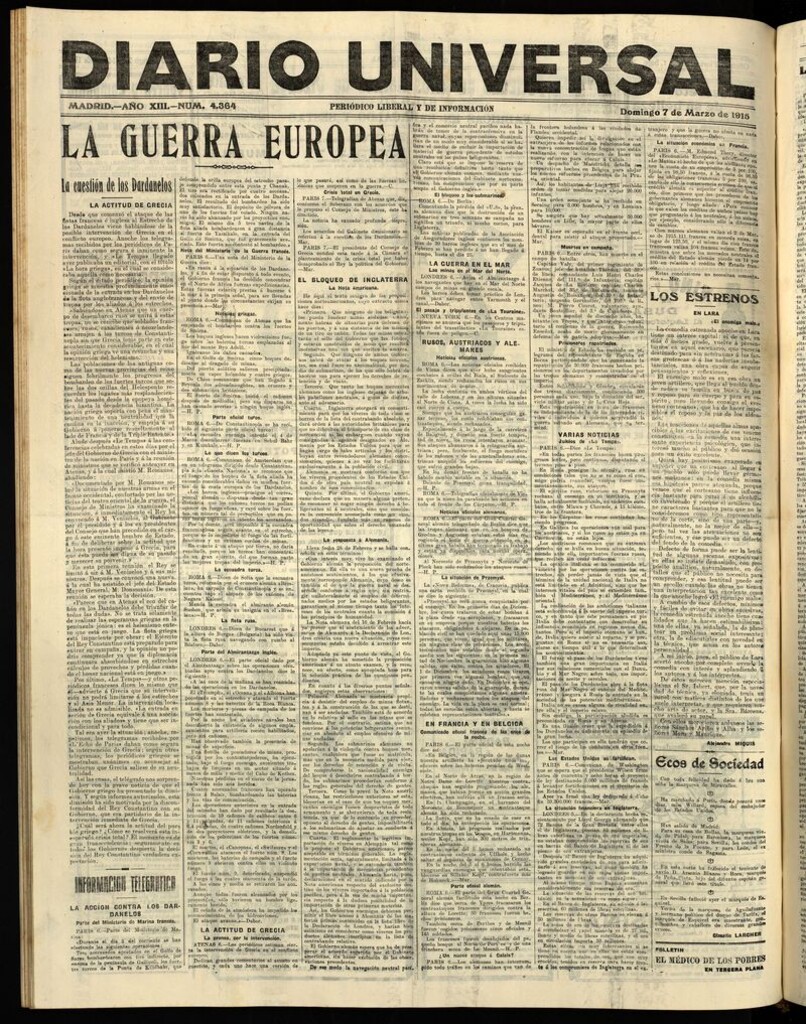 Miniatura de Diario Universal del 7 de marzo de 1915