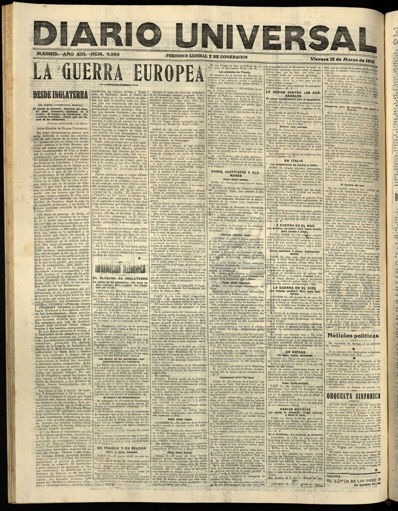 Miniatura de Diario Universal del 12 de marzo de 1915