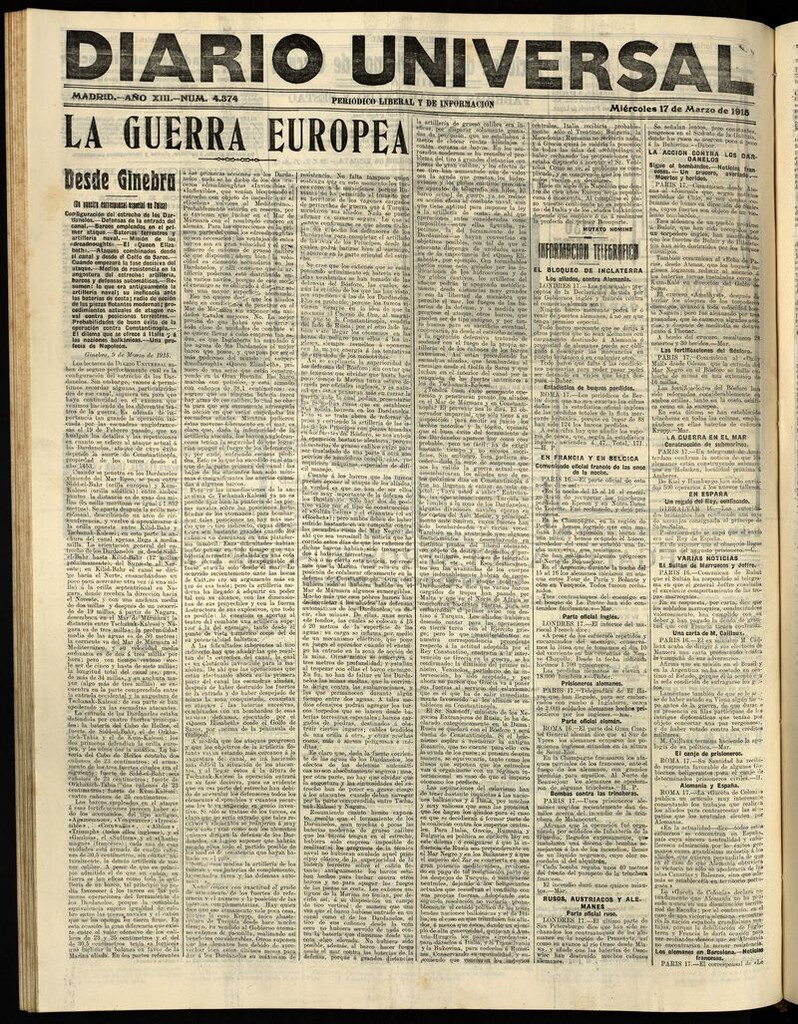Miniatura de Diario Universal del 17 de marzo de 1915