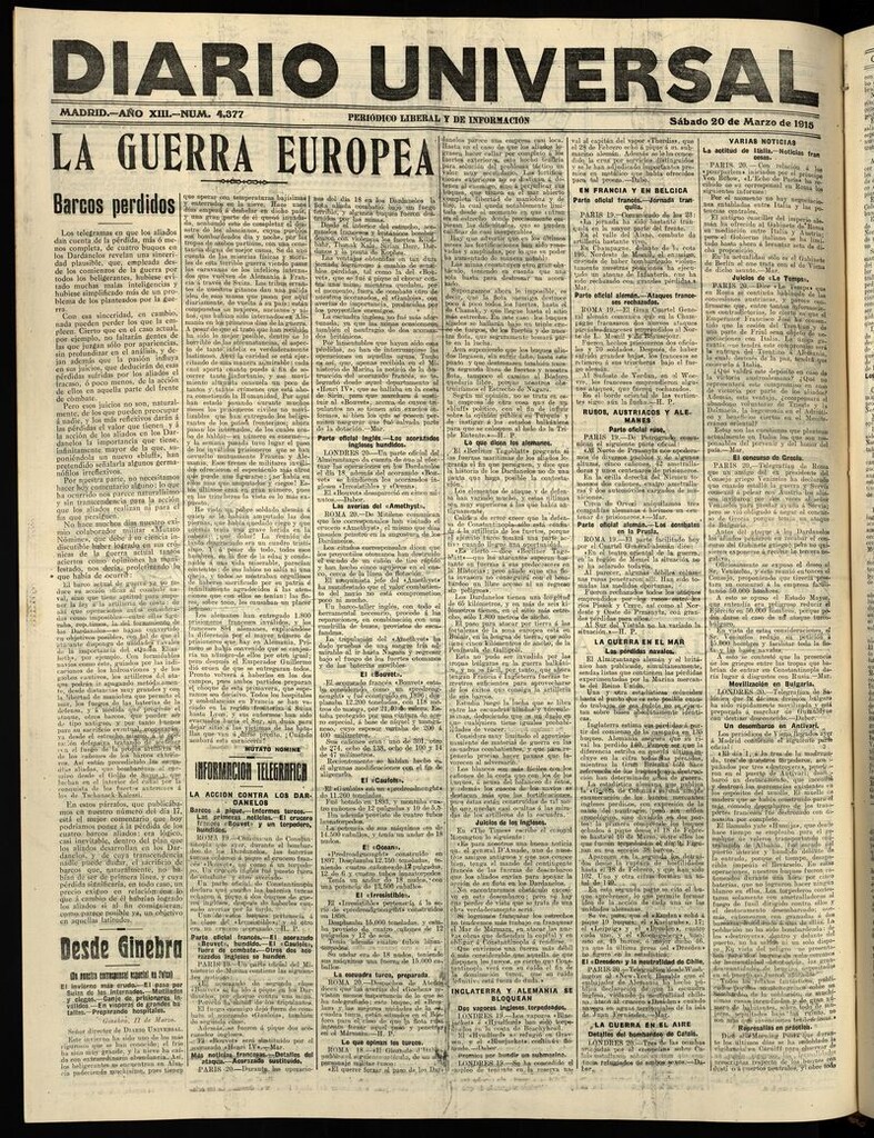 Miniatura de Diario Universal del 20 de marzo de 1915