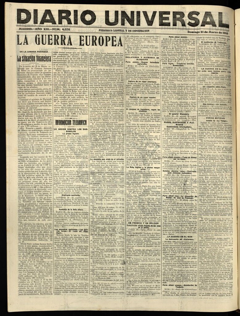 Miniatura de Diario Universal del 21 de marzo de 1915