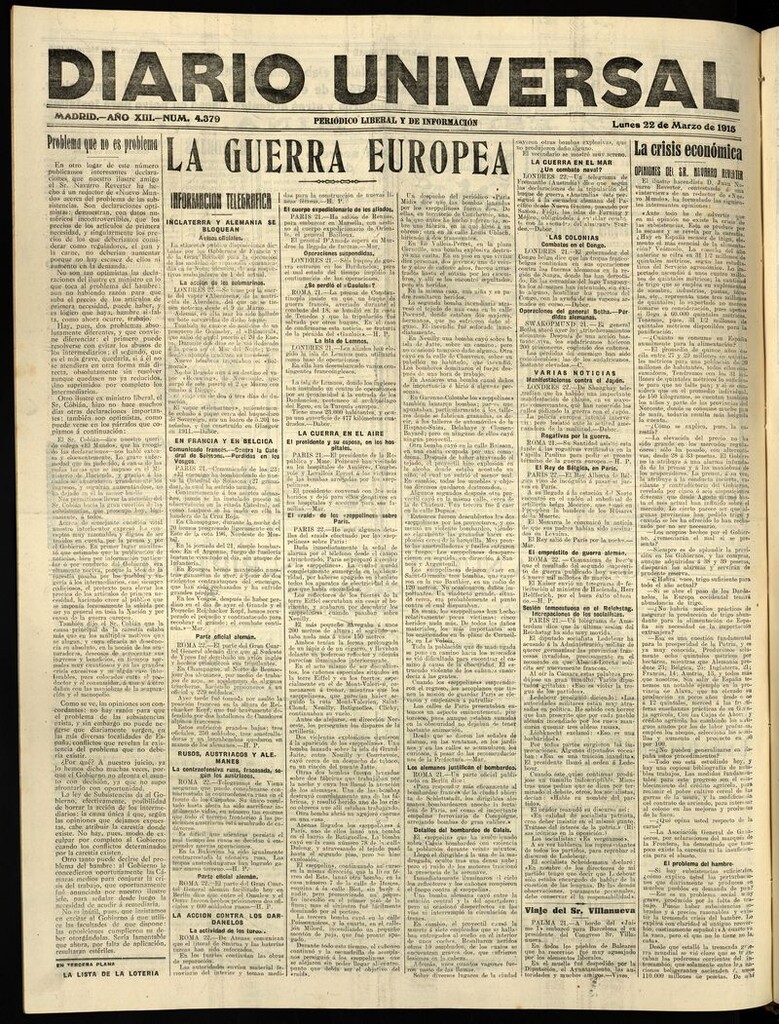Miniatura de Diario Universal del 22 de marzo de 1915