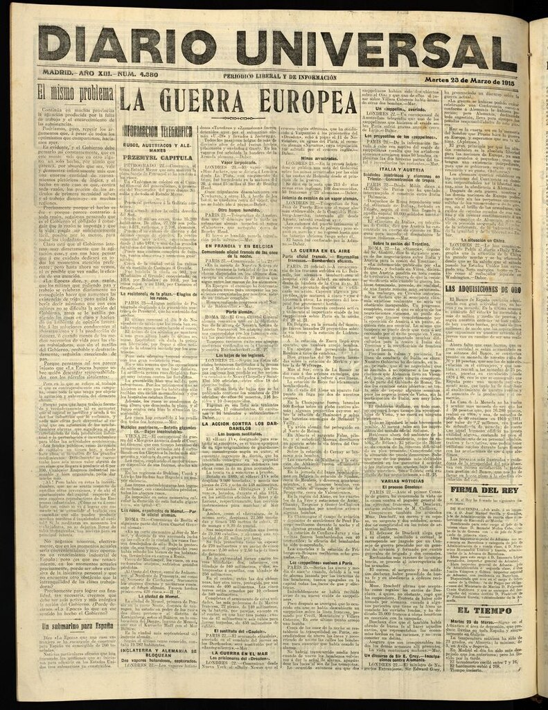Miniatura de Diario Universal del 23 de marzo de 1915