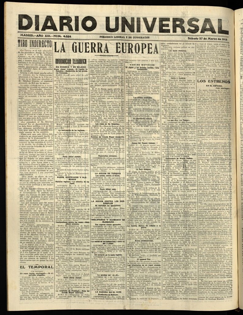 Miniatura de Diario Universal del 27 de marzo de 1915