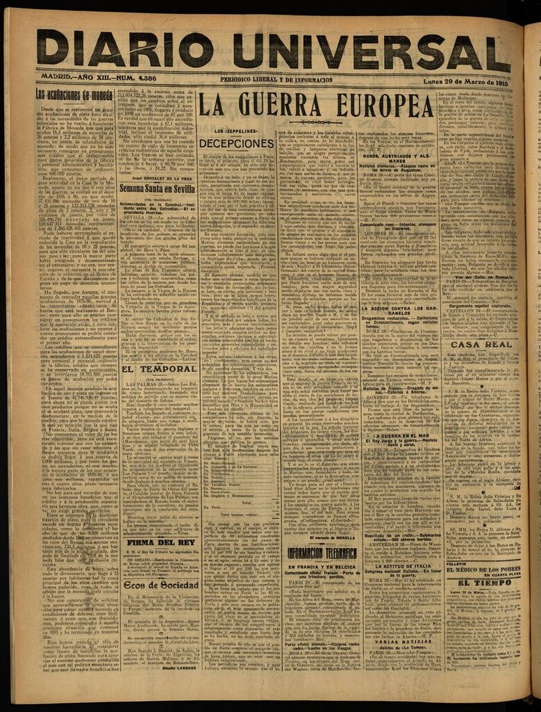 Miniatura de Diario Universal del 29 de marzo de 1915
