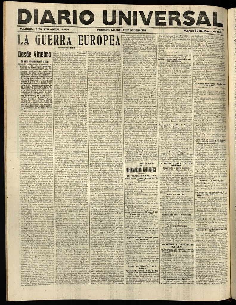 Miniatura de Diario Universal del 30 de marzo de 1915