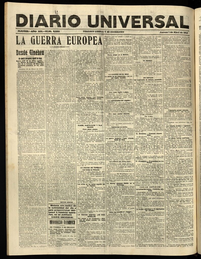 Miniatura de Diario Universal del 1 de abril de 1915