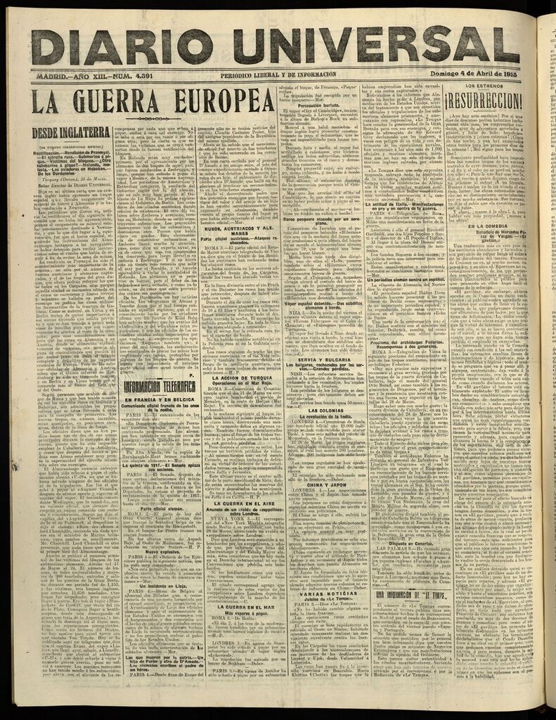 Miniatura de Diario Universal del 4 de abril de 1915