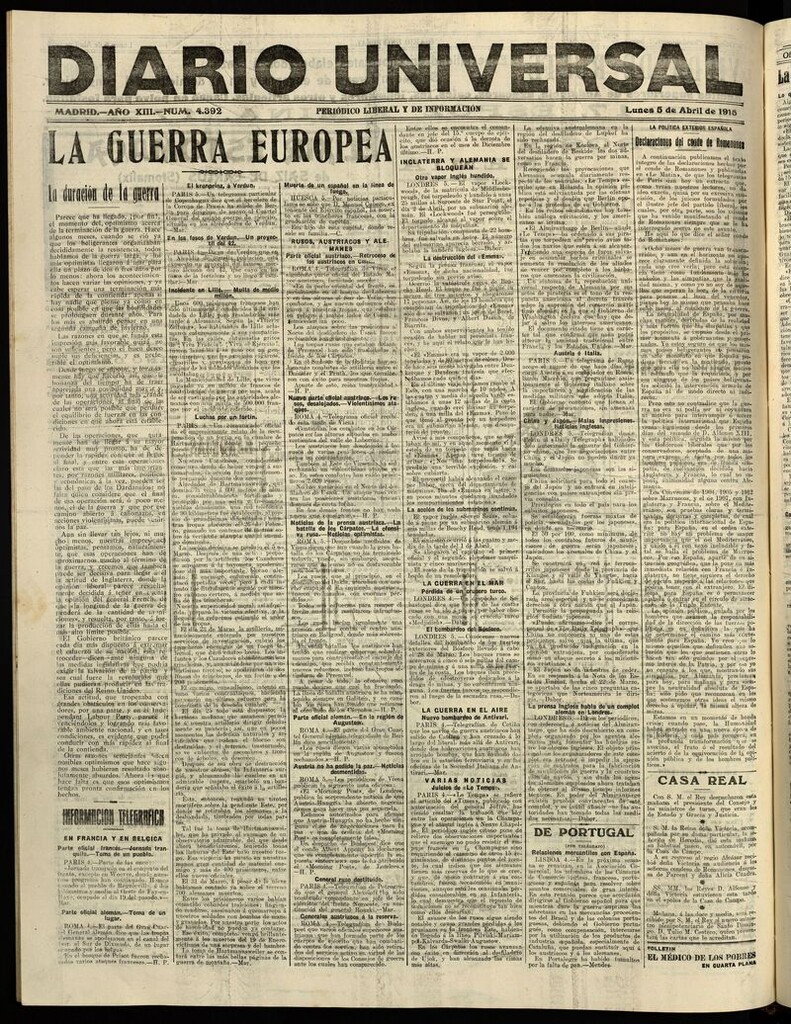 Miniatura de Diario Universal del 5 de abril de 1915