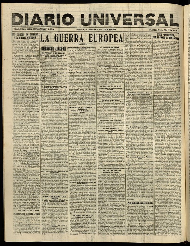 Miniatura de Diario Universal del 6 de abril de 1915