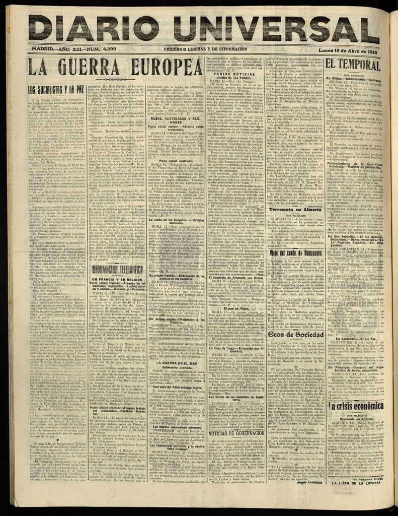 Miniatura de Diario Universal del 12 de abril de 1915