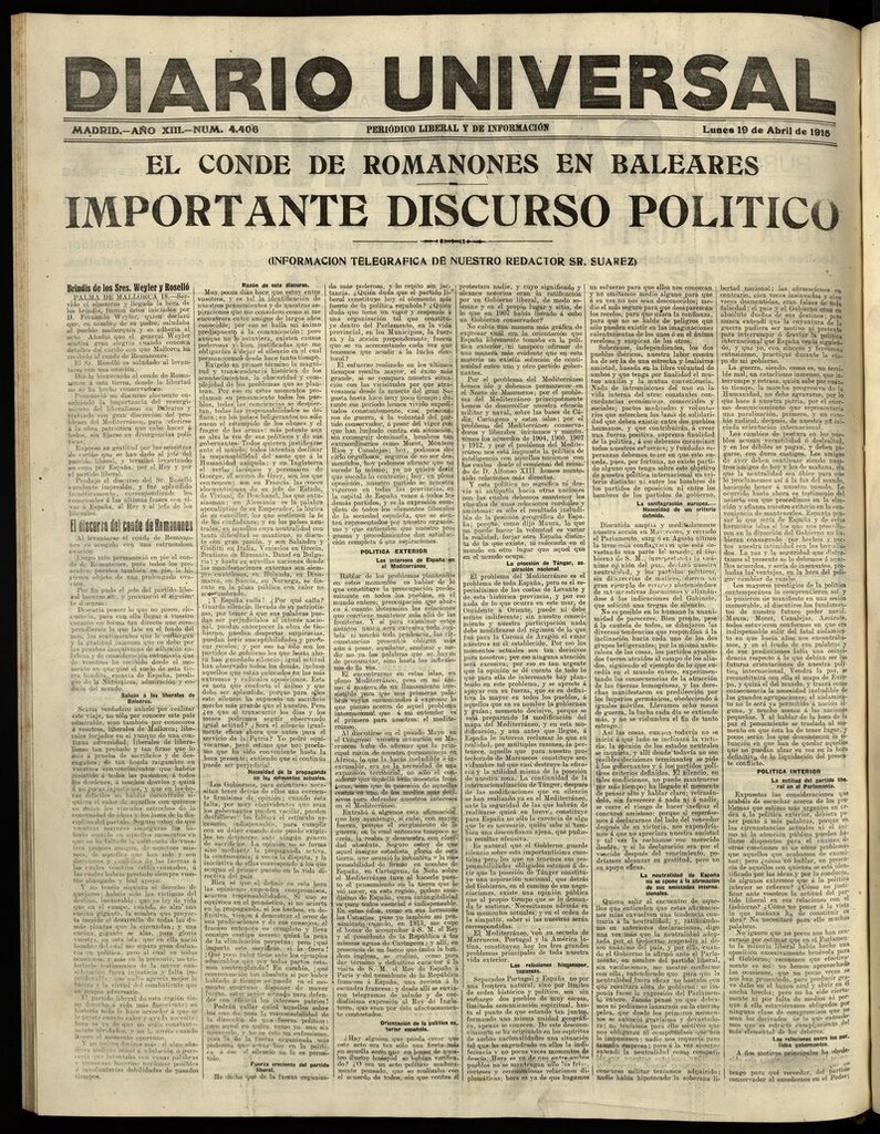 Miniatura de Diario Universal del 19 de abril de 1915