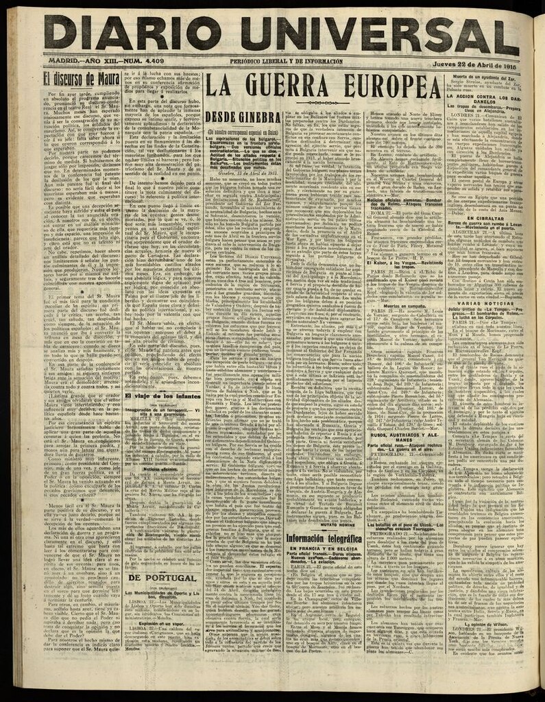 Miniatura de Diario Universal del 22 de abril de 1915