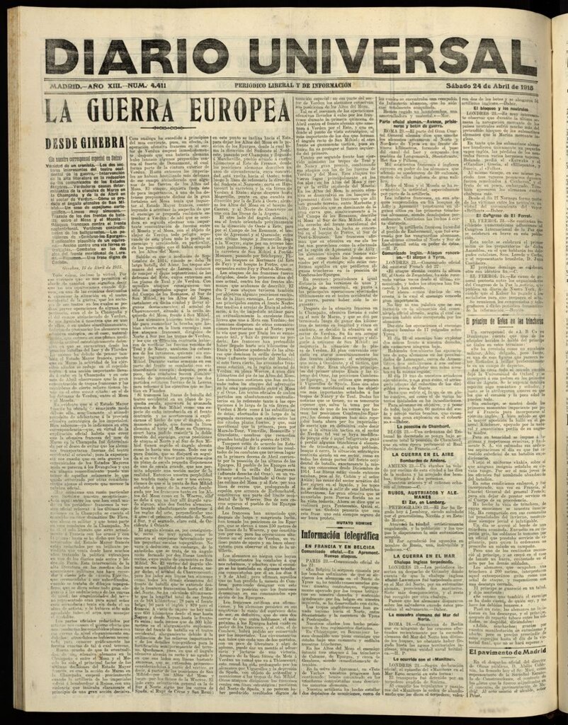 Miniatura de Diario Universal del 24 de abril de 1915