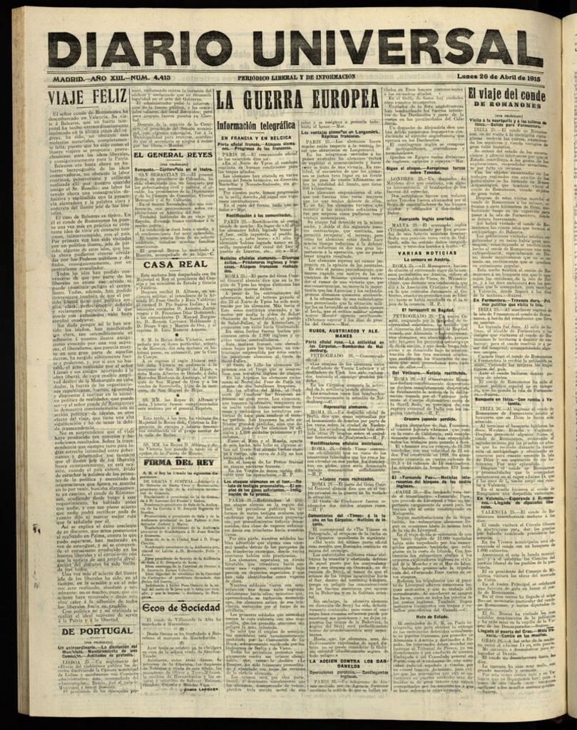 Miniatura de Diario Universal del 26 de abril de 1915