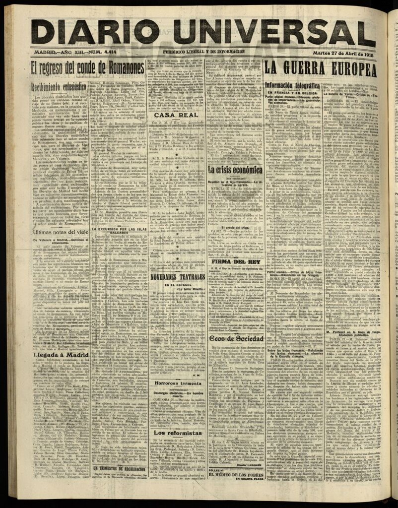 Miniatura de Diario Universal del 27 de abril de 1915