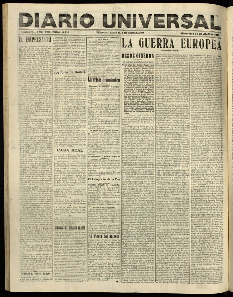 Miniatura de Diario Universal del 28 de abril de 1915
