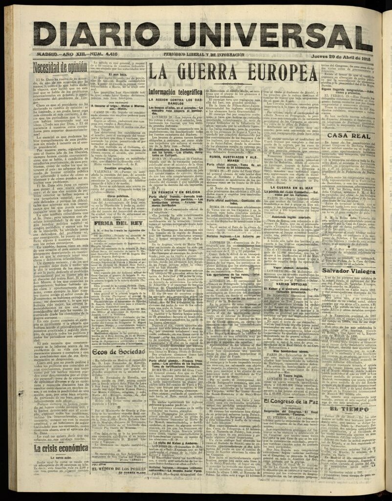 Miniatura de Diario Universal del 29 de abril de 1915