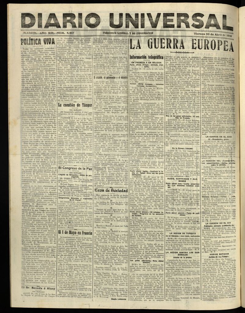 Miniatura de Diario Universal del 30 de abril de 1915