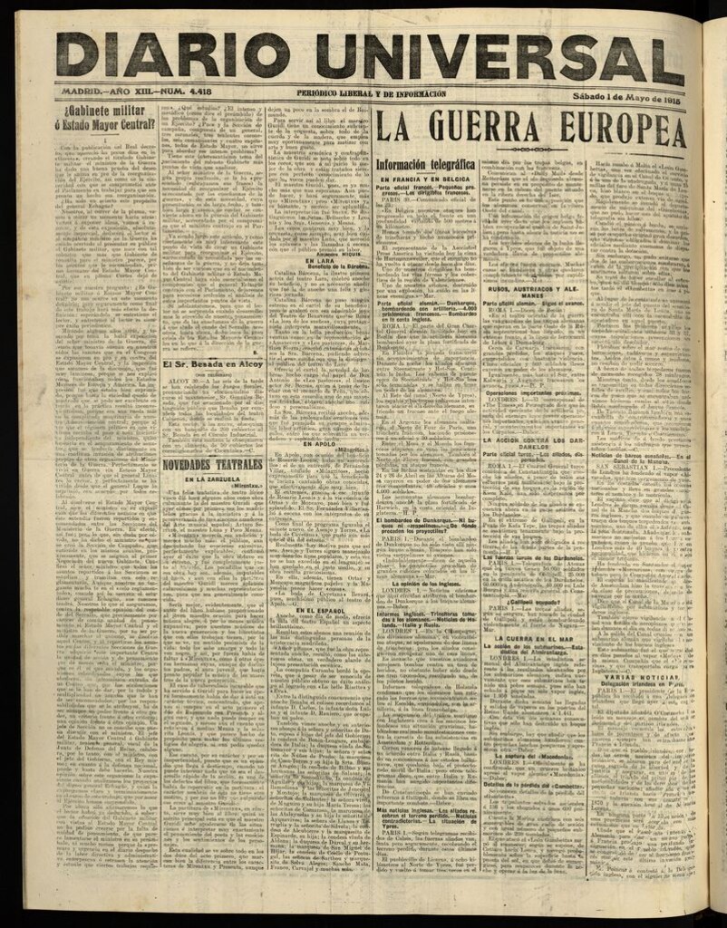 Miniatura de Diario Universal del 1 de mayo de 1915