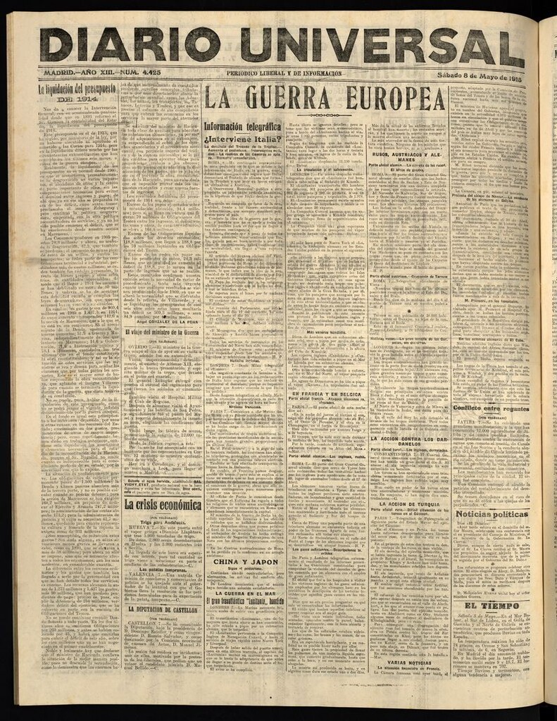 Miniatura de Diario Universal del 8 de mayo de 1915