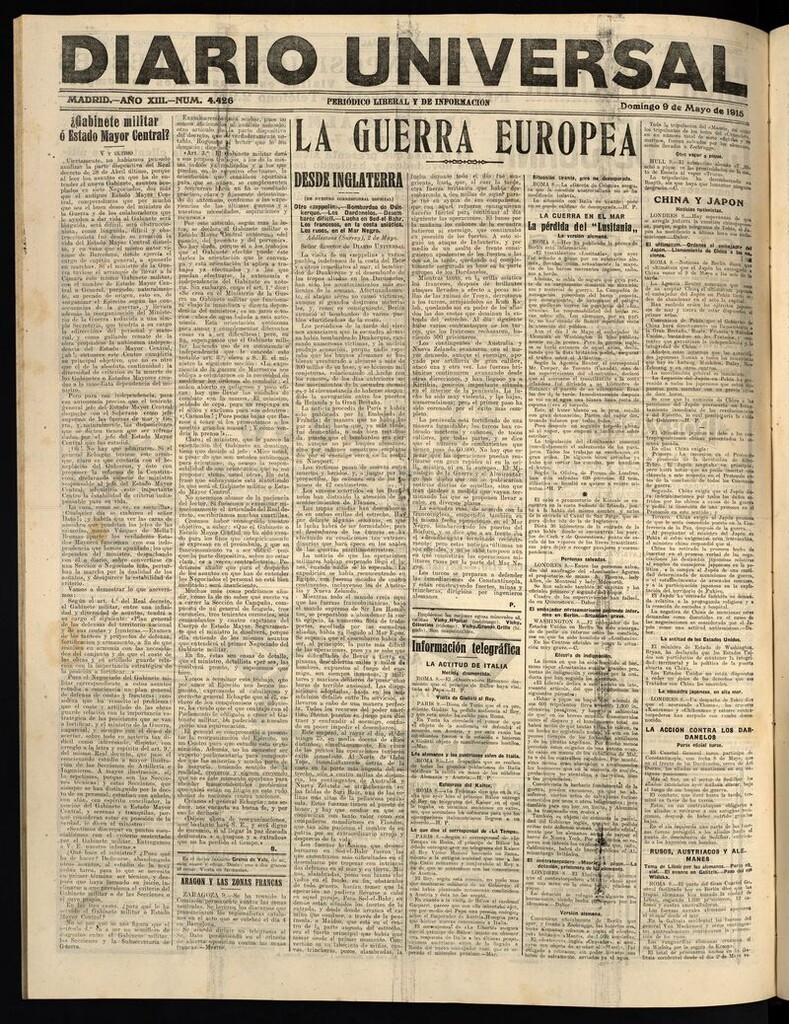 Miniatura de Diario Universal del 9 de mayo de 1915