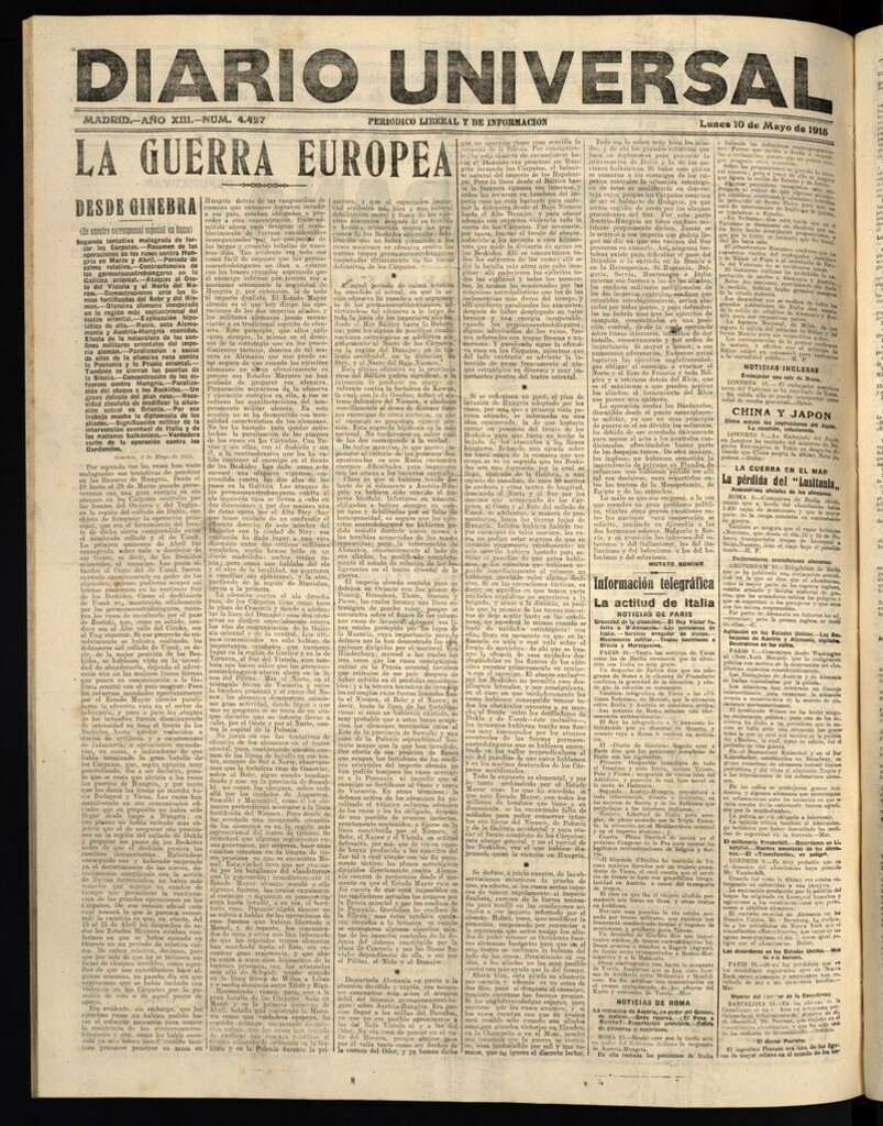 Miniatura de Diario Universal del 10 de mayo de 1915