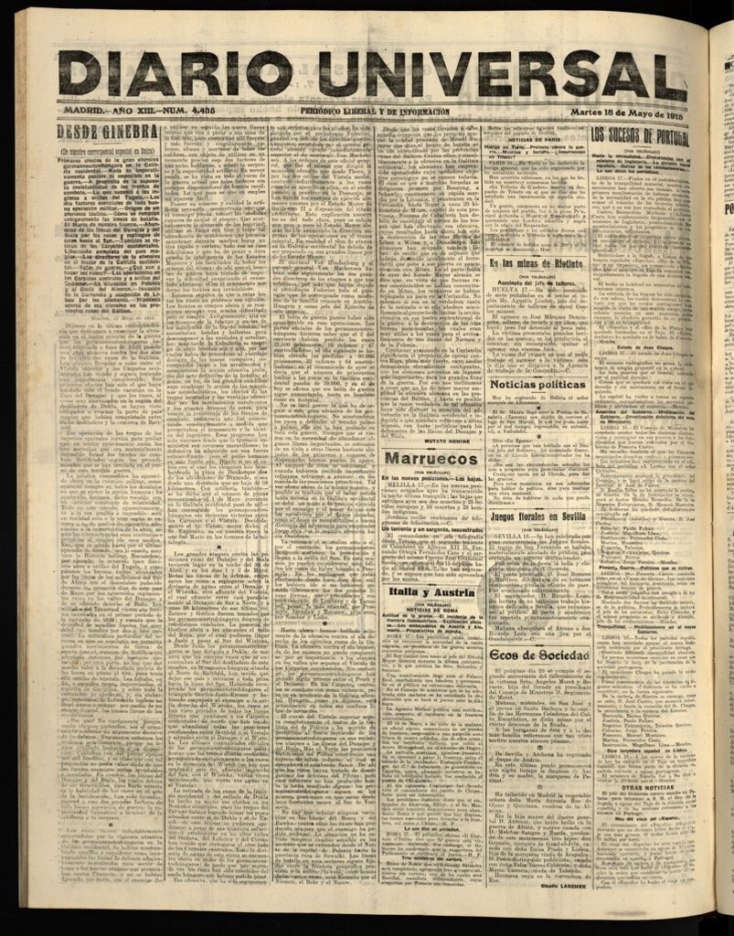 Miniatura de Diario Universal del 18 de mayo de 1915