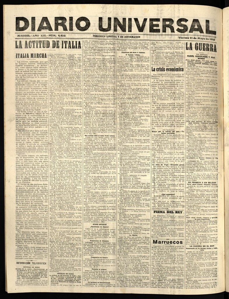 Miniatura de Diario Universal del 21 de mayo de 1915