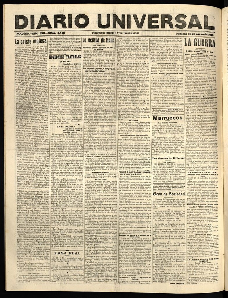 Miniatura de Diario Universal del 23 de mayo de 1915