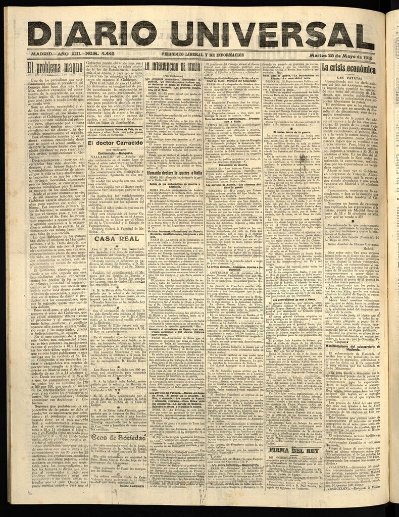 Miniatura de Diario Universal del 25 de mayo de 1915